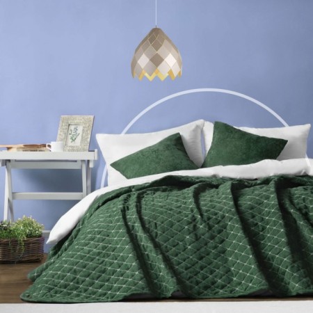 Bedspread with pillowcases "Tina", size 160x230 cm, emerald color-2