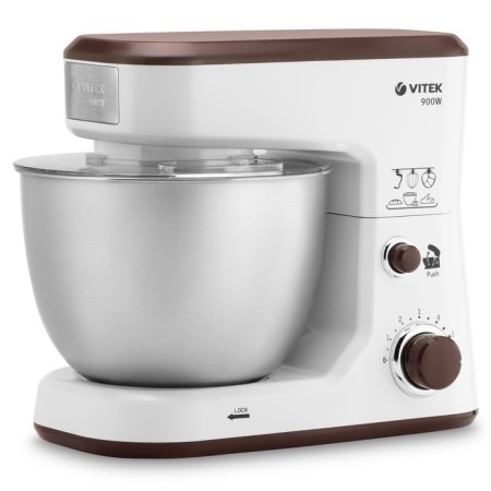Vitek VT-1433, 900 W, 4 l, 6 speeds, 3 nozzles, white-brown