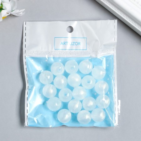 Plastic beads "White balls with sparkles" glow in the dark 20 g d = 1.2 cm-3