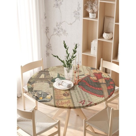 The tablecloth on the table “Kabar Paris”, round, oxford, elastic band, size 140x140 cm, diameter 105-120 cm-2