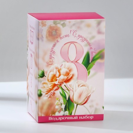 Gift set: thermostat, A6 diary, 120 liters, keychain, handle "March 8"-10