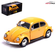 Metal machine Volkswagen Beetle 1967, 1:32, doors, inertia, yellow color open