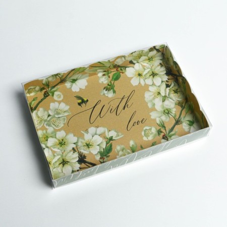Cookie box, confectionery packaging with PVC lid, "bee", 22 x 15 x 3 cm-1