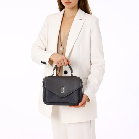 Women's bag on the Textura valve, small size, dark gray color-1