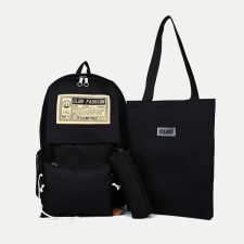 Set of backpacks on lightning from textiles, chover, bag, pencil case, black color