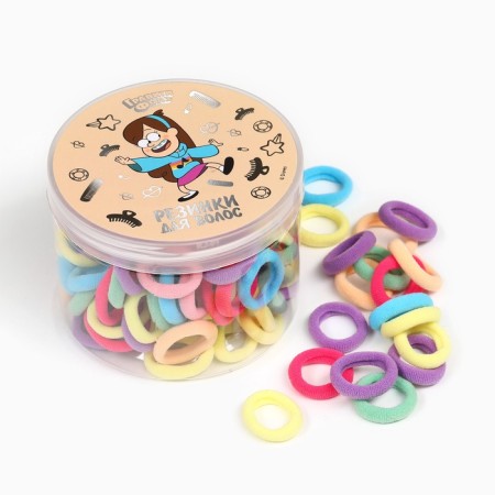 A set of hair rubber bands in a bank, 100 pieces, 1.5 cm, gravity farz-1