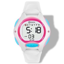 Watch of beer electronic children, D-3.5 cm, alarm clock, strap L-18.5 cm, 3 atm, white