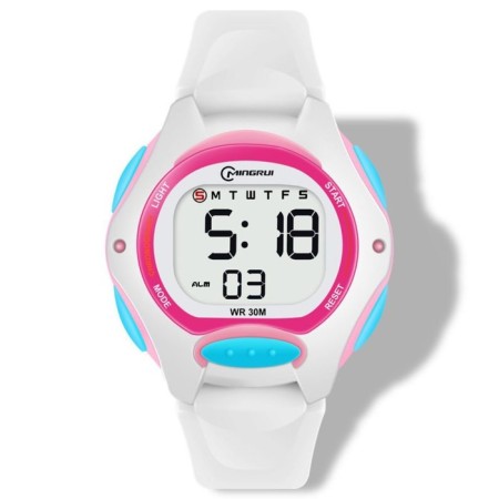 Watch of beer electronic children, D-3.5 cm, alarm clock, strap L-18.5 cm, 3 atm, white