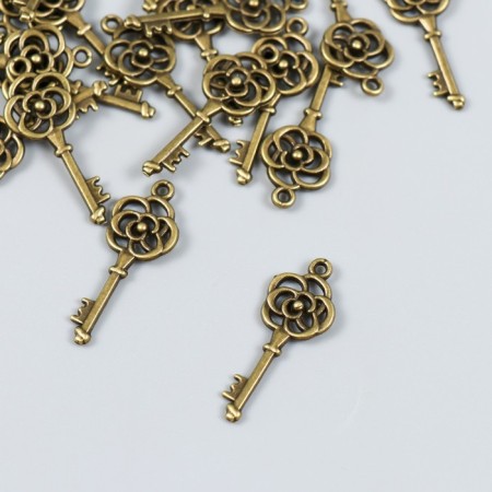 Decor for creativity Metal "Key with Flower" set of 20 pcs bronze 1.1x2.7 cm