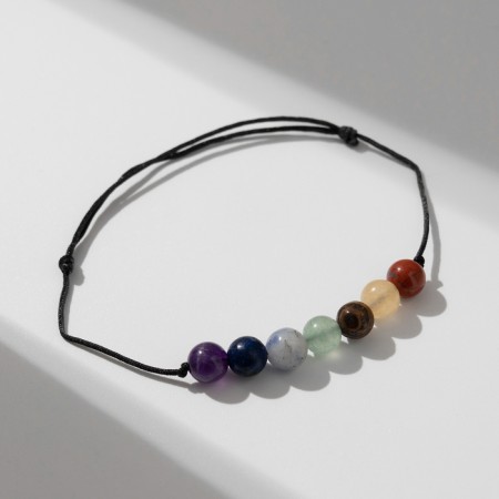 Bracelet of desires "7 chakras" on a black thread, the length is regulated-5