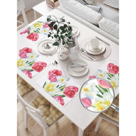 A set of napkins for setting the table "Spring bouquet", rectangular, size 32x46 cm, 4 pcs-1