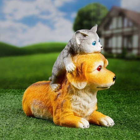 Garden figure "Puppy with a kitten" 32x20x25cm-1