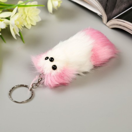 Fluffy on a ring with a squeak "Dog with colored ears and tail" Mix 10x4x4 cm-1