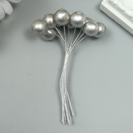 Decor for creativity "Berry Rowan" 1 bouquet = 10 berries silver 10x1.5 cm-2