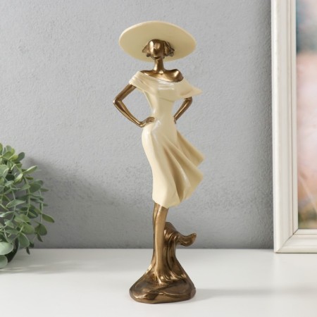 Polystone souvenir "Girl in a wide -brimmed hat" Sand with bronze 11x8.5x30 cm