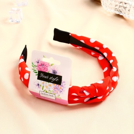 Hair cap "Amata" Large peas, 3 cm, red-white-1