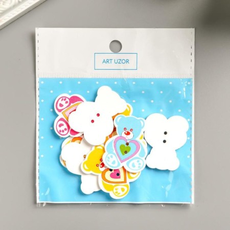 A set of buttons of decorative wood "Bear" (set of 8 pcs) 3x4 cm-3
