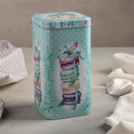 Bank with a lid for bulk products “Mint Dessert”, 1.4 l, 9 × 17 cm, rectangular, turquoise color