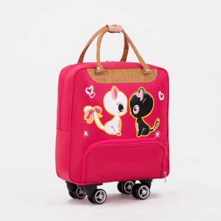 Road bag 18 "On the wheels, a lightning department, external pocket, pink color
