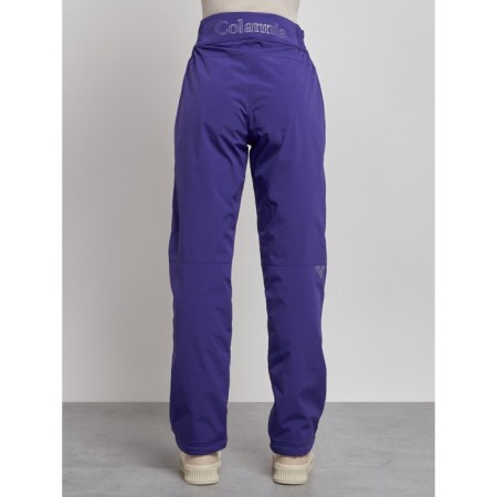 Warmed female trousers, size 42, purple color-3