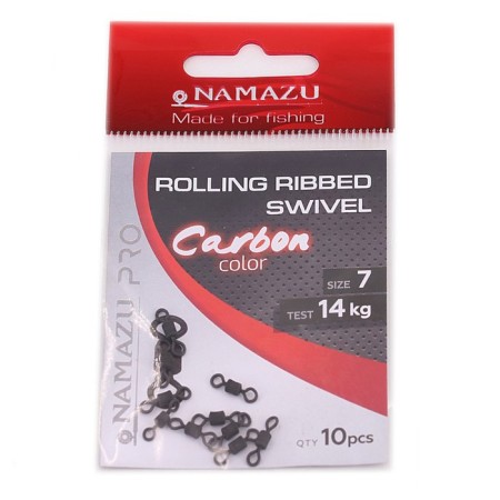 Namazu Pro Rolling Ribbed Swivel, Brass, Carbon, Test-14 kg, packaging 10 pcs.