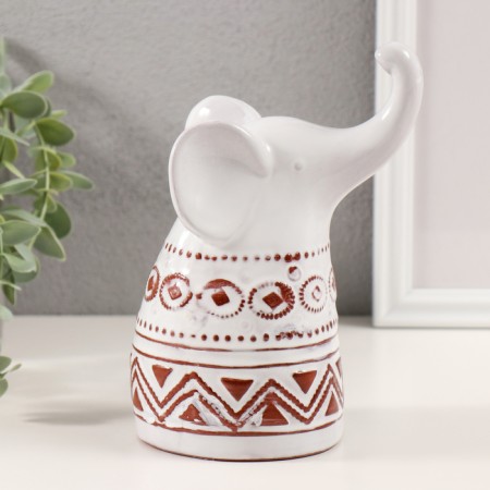 Souvenir Ceramics "Elek. Ethnic patterns" white aged 8.5x10.5x17 cm-3