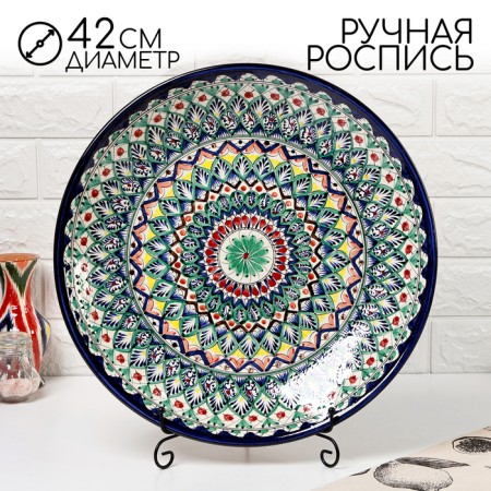Largan Rishtan ceramics "Patterns", 42 cm, blue