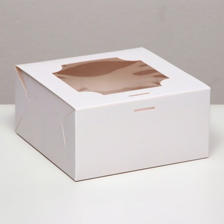 Box for 4 cakes, white, 16 x 16 x 8