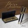 Gift Handles Calligrata "Empire", 2 pieces: capillary, ball rotary, in the leatherette case, black