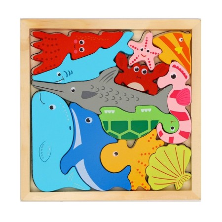 Children's developing puzzle in the frame "Sea Animals" 16.6 × 16.6 × 1.2 cm-4