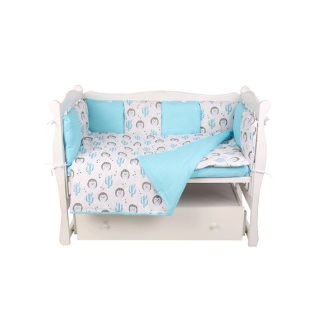 Set in a crib, 15 items, printer hedgehogs, calico-5