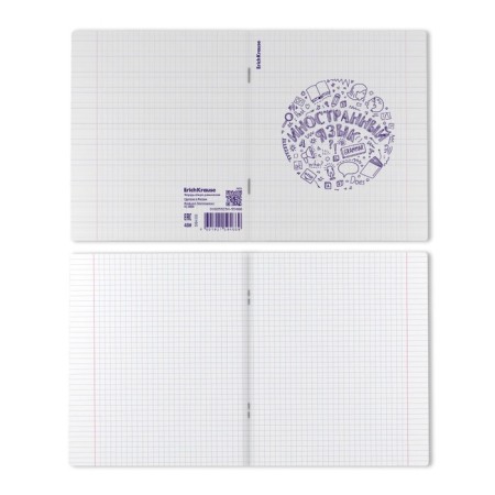 Subject notebook, 48 sheets, cage, foreign language Erichkrause "Chaos", plastic cover silk-screen cover, OFSET BELICE 100%, info block-2