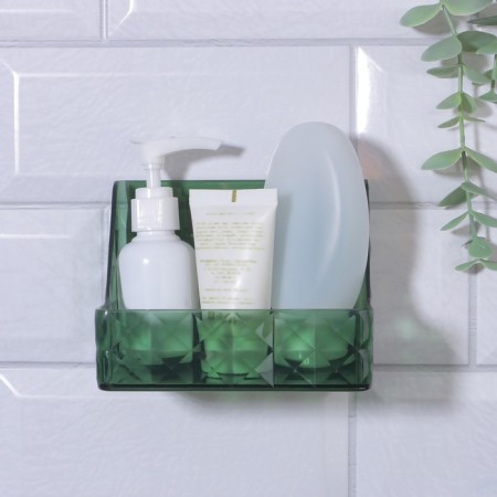 Organizer for storage "Green", hinged, 1 section, with an adhesive base, 11.8 × 7.8 × 9 cm, translucent/green color-2