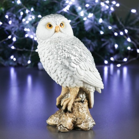 New Year's figure "Owl on the snag" silver 9x12x19cm