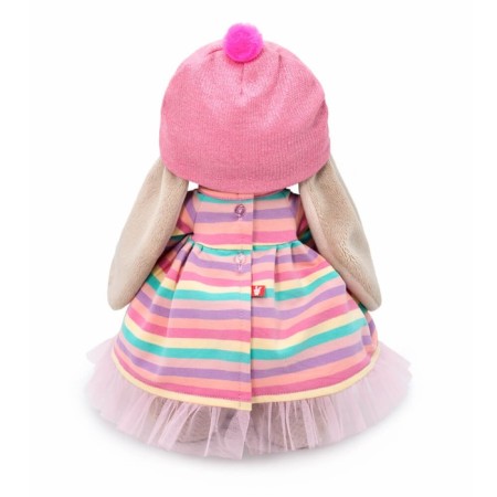 Soft toy "Bunny Mi" in a striped dress with a candy, 25 cm-2