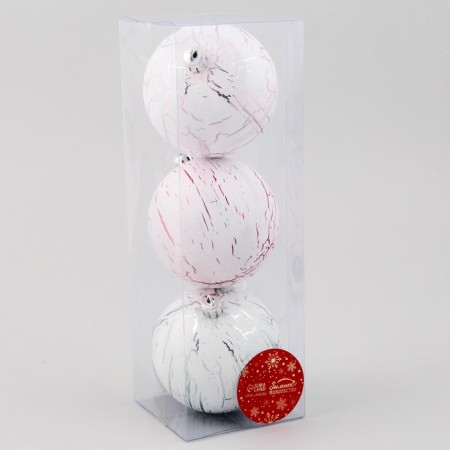 Set of balls plastic D-8 cm, 3 pcs "Muriel" white-1