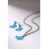 Set 2 objects: earrings, pendant coin -pendant pears, blue color in silver, 50 cm