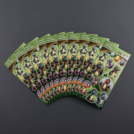 A set of paper stickers 10 x 22 cm, "dinosaurics"-3