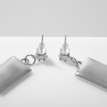 Emall earrings "cards" peaks, black and white color in silver-1