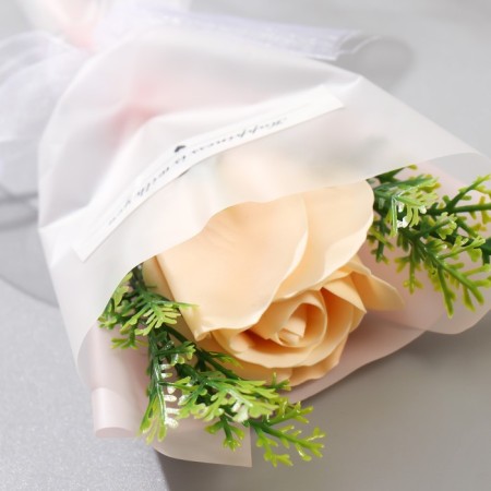 Mini-Bouquet of soap petals "Rosa-Shampan with Greens" 13 cm-1