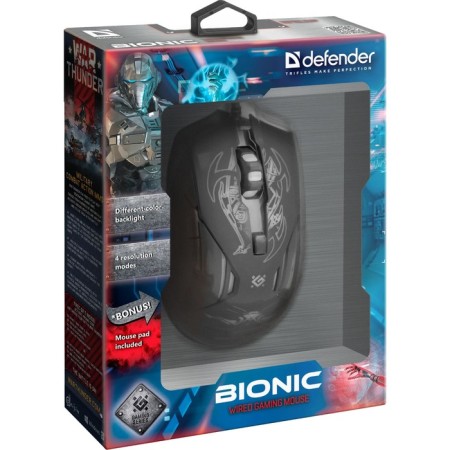 Mouse Defender Bionic GM-250L, wired, game, optical, 3200DPI, black-11