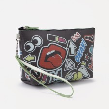 Cosmetic bag with lightning, black color