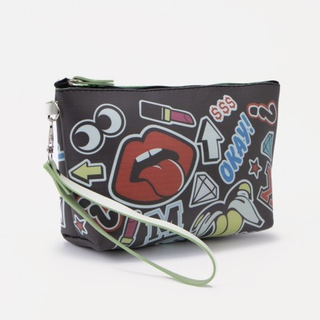 Cosmetic bag with lightning, black color