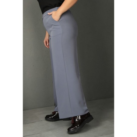 Female trousers, size 46, gray color-5