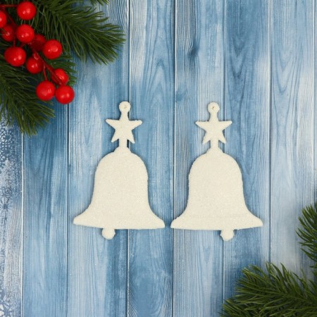 Decoration Christmas tree "luxury bell" (set 2 pcs) 6x10 cm, white