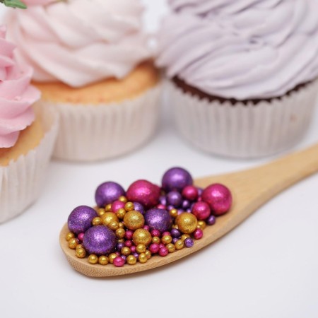 Sprinking confectionery with glitter "Brill": gold, purple, fuchsia, 50 g-1