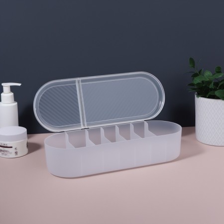 Organizer for storage, with a lid, 7 sections, 28 × 10.5 cm, the color is transparent-1