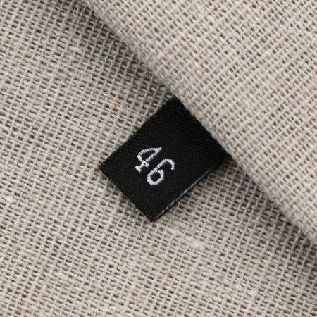 Textile strip “46”, 4.6 x 1.1 cm, black color