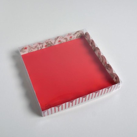 Box for confectionery products with PVC “Happy New Year!”, 21 x 21 x 3 cm, New Year-3