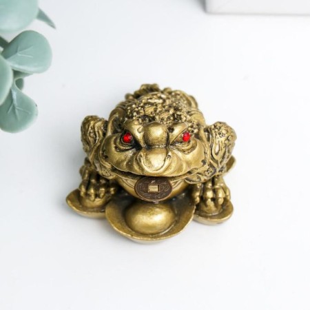 NECSK Polystone Bronze "Toad on ingots" 4x3.5x3.5 cm